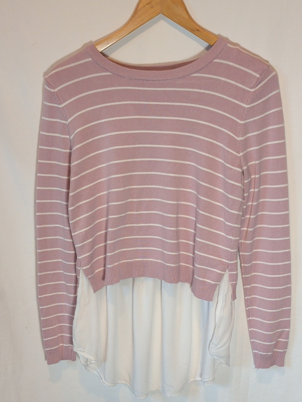 Ripe Pink and White Striped Layered Pullover
